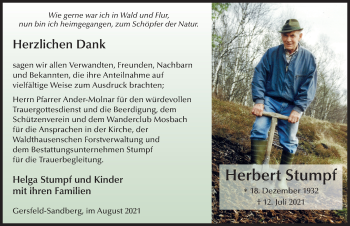 Traueranzeige von Herbert Stumpf von FZ