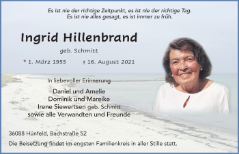 Traueranzeige von Ingrid Hillenbrand von FZ