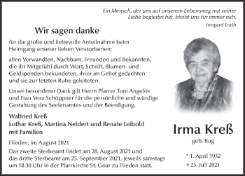 Traueranzeige von Irma Kreß von FZ
