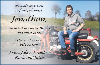 Traueranzeige von Jonathan Horas von FZ