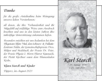 Traueranzeige von Karl Storch von FZ
