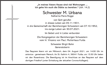 Traueranzeige von Katharina Maria Rogge von FZ