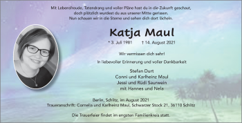 Traueranzeige von Katja Maul von FZ