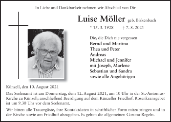Traueranzeige von Luise Möller von FZ