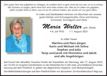 Traueranzeige von Maria Walter von FZ