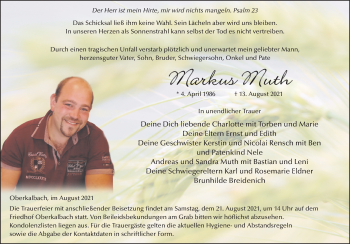 Traueranzeige von Markus Muth von FZ