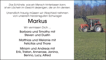 Traueranzeige von Markus Muth von FZ