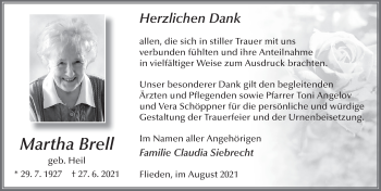 Traueranzeige von Martha Brell von FZ