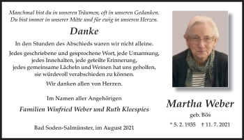 Traueranzeige von Martha Weber von FZ