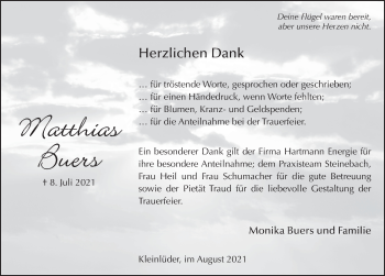 Traueranzeige von Matthias Buers von FZ