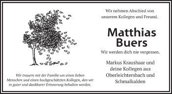 Traueranzeige von Matthias Buers von FZ