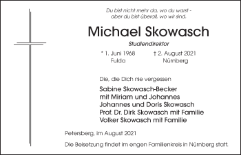 Traueranzeige von Michael Skowasch von FZ