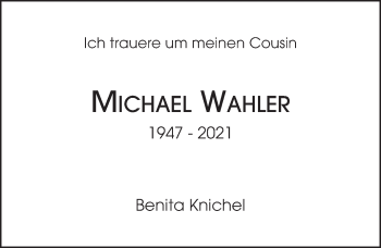 Traueranzeige von Michael Wahler von FZ