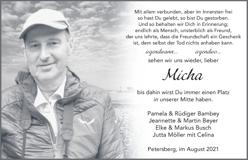  Traueranzeige für Michael Weber vom 25.08.2021 aus FZ