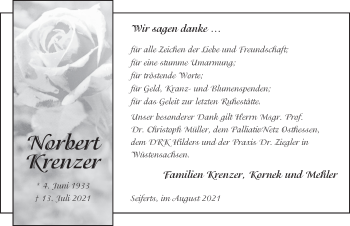 Traueranzeige von Norbert Krenzer von FZ