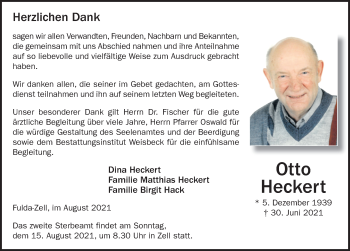 Traueranzeige von Otto Heckert von FZ