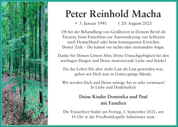 Traueranzeige von Peter Macha von FZ