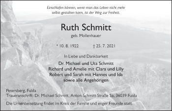 Traueranzeige von Ruth Schmitt von FZ