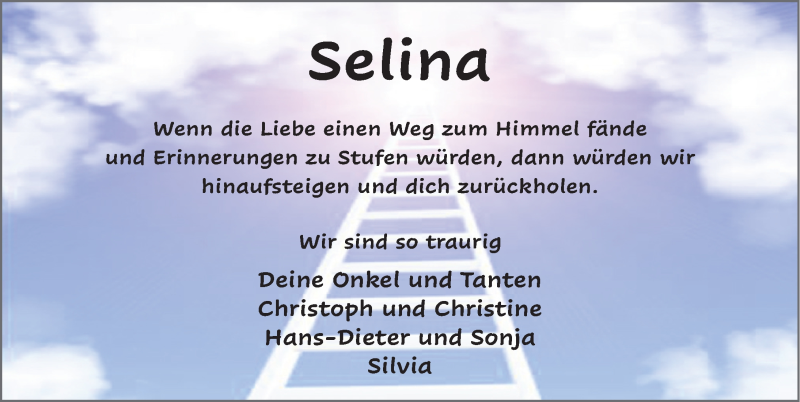  Traueranzeige für Selina Schad vom 05.08.2021 aus FZ