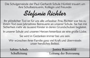 Traueranzeige von Stefanie Richter von FZ