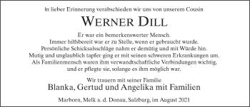 Traueranzeige von Werner Dill von FZ