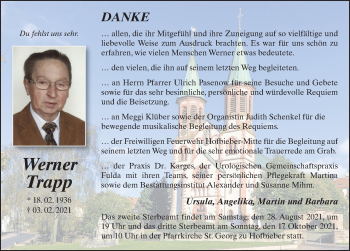 Traueranzeige von Werner Trapp von FZ