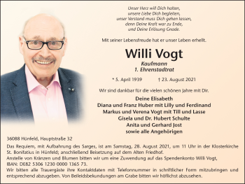 Traueranzeige von Willi Vogt von FZ