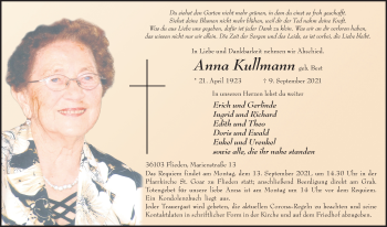 Traueranzeige von Anna Kullmann von FZ