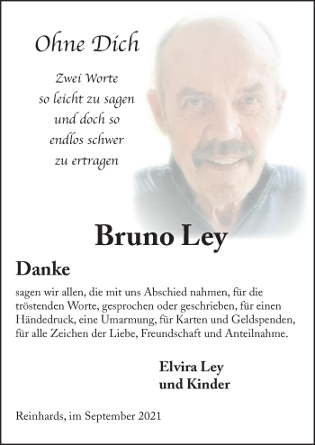 Traueranzeige von Bruno Ley von FZ