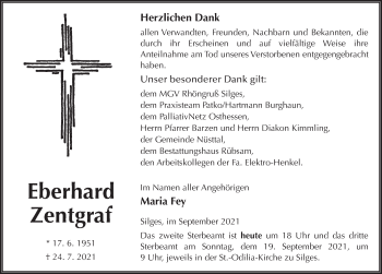 Traueranzeige von Eberhard Zentgraf von FZ