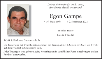 Traueranzeige von Egon Gampe von FZ