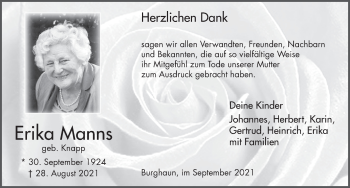 Traueranzeige von Erika Manns von FZ