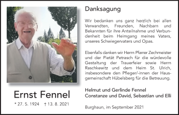 Traueranzeige von Ernst Fennel von FZ