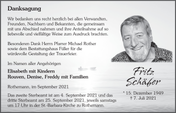 Traueranzeige von Fritz Schäfer von FZ