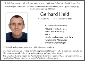Traueranzeige von Gerhard Heid von FZ