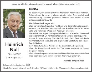 Traueranzeige von Heinrich Noll von FZ