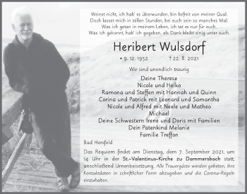 Traueranzeige von Heribert Wulsdorf von FZ