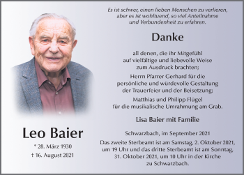 Traueranzeige von Leo Baier von FZ