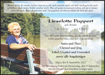 Traueranzeige von Lieselotte Pappert von FZ