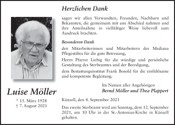 Traueranzeige von Luise Möller von FZ