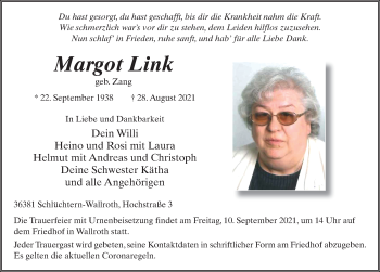 Traueranzeige von Margot Link von FZ