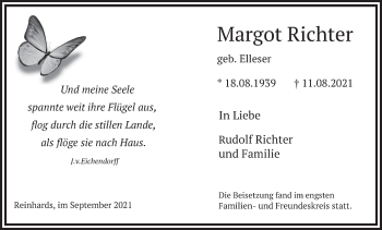 Traueranzeige von Margot Richter von FZ