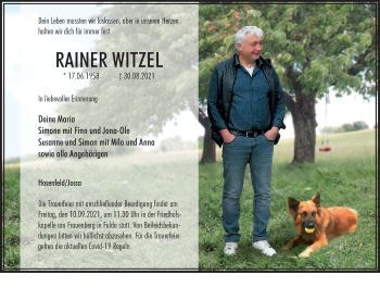 Traueranzeige von Rainer Witzel von FZ