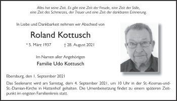 Traueranzeige von Roland Kottusch von FZ