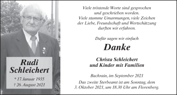 Traueranzeige von Rudi Schleichert von FZ