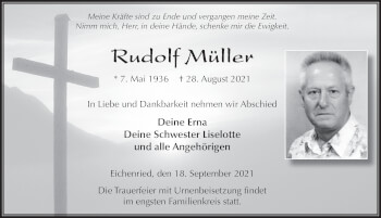 Traueranzeige von Rudolf Müller von FZ