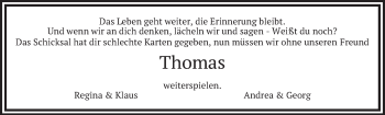 Traueranzeige von Thomas Atzert von FZ