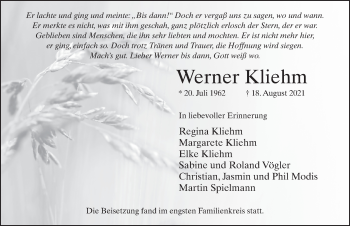 Traueranzeige von Werner Kliehm von FZ