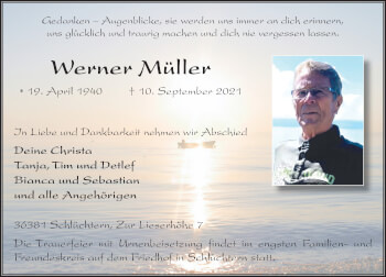 Traueranzeige von Werner Müller von FZ