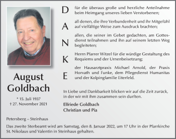 Traueranzeige von August Goldbach von FZ